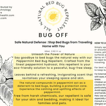 BUG OFF - All natural beg bug repellent with peppermint extract, travel edition Pico X 